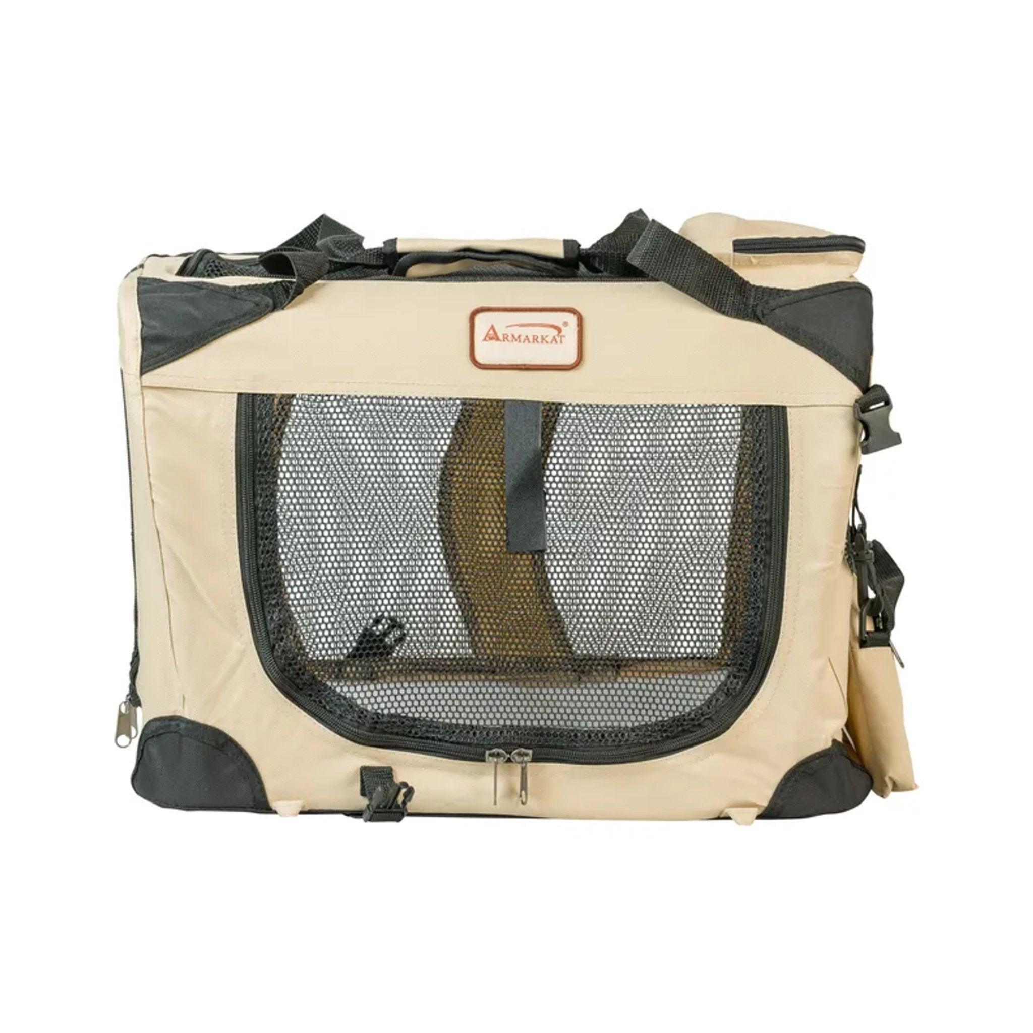 Armarkat Folding Soft Dog Crate Pet Travel Carrier - Beige